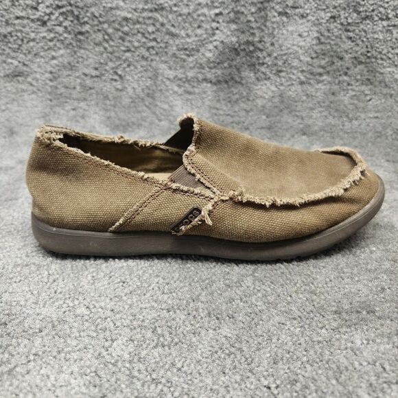 Crocs Santa Cruz Khaki Slip On Canvas Loafers Mens Size 7 Beige - Picture 3 of 10